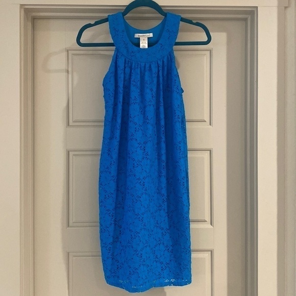 𝅺LAUNDRY by Design Blue Flower Eyelet Dress - Picture 1 of 7